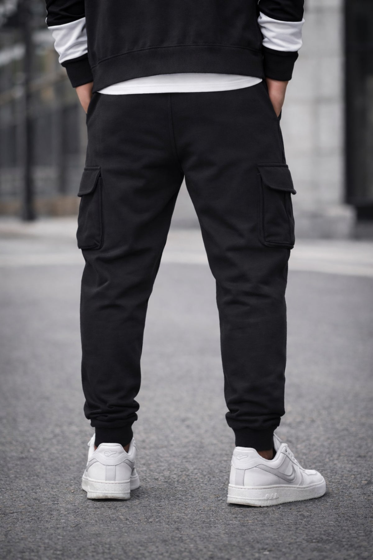 Men's Black Cargo Joggers