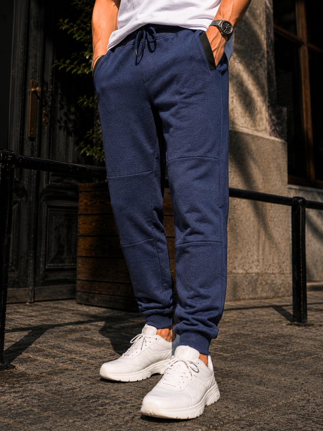 Men's Solid Blue Regular Fit Joggers