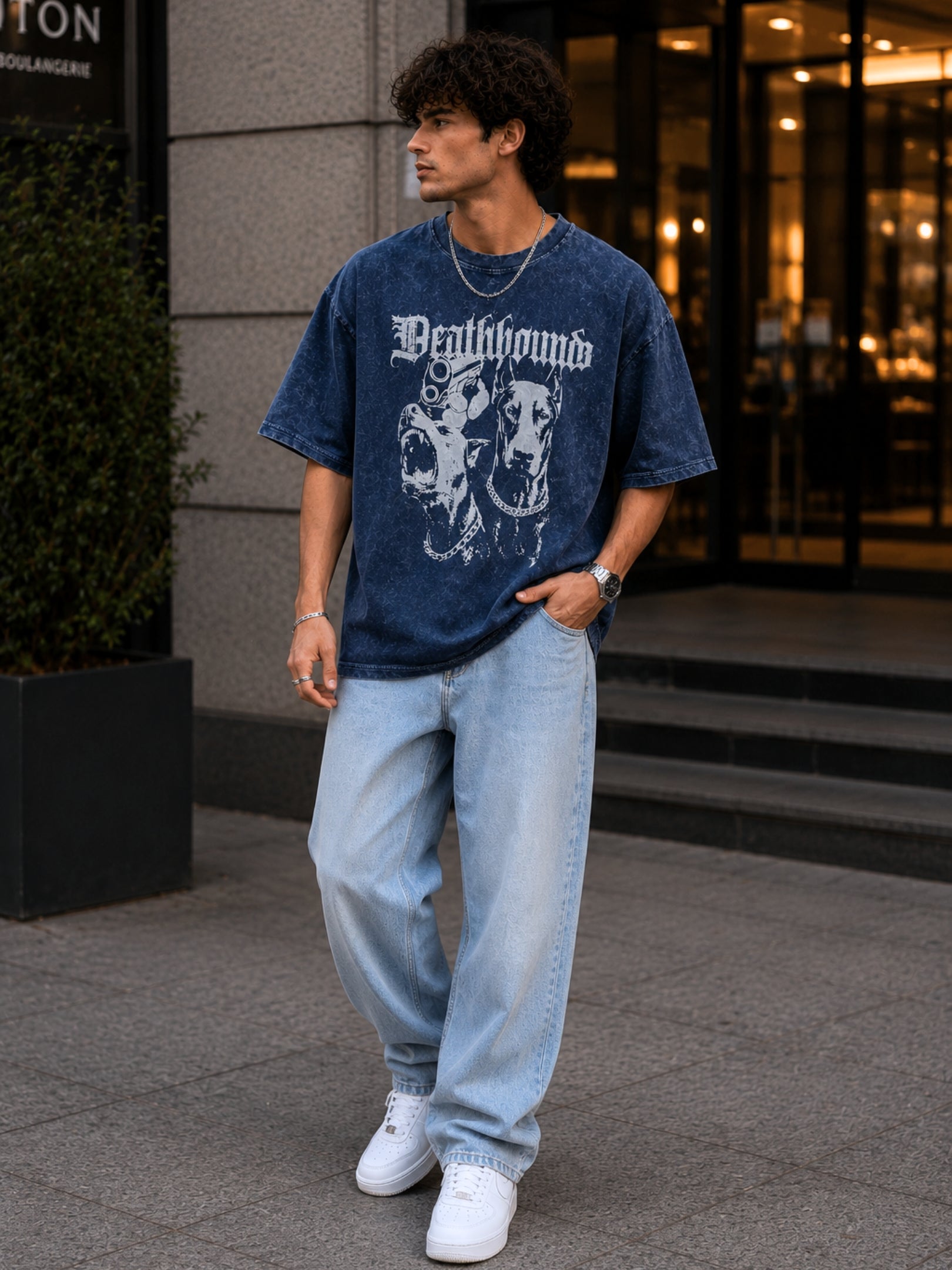 Men's Acid washed Printed T-shirt