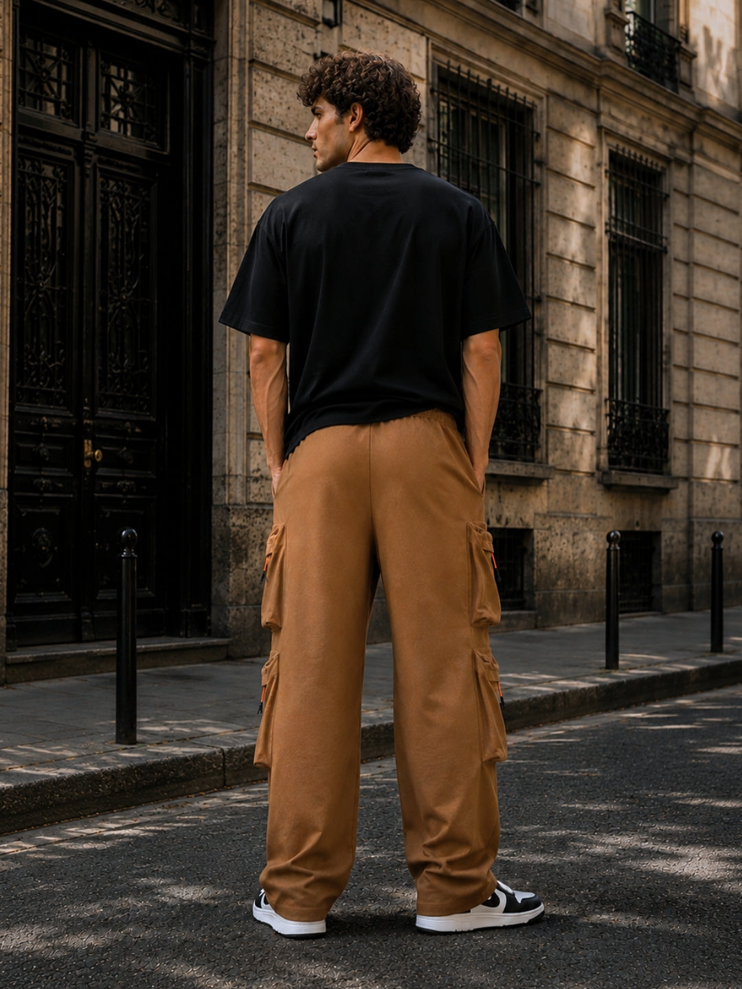 Men's Solid Oversized T-Shirt & Cargo Loose fit Track Pant Streetwear Co-ord Set
