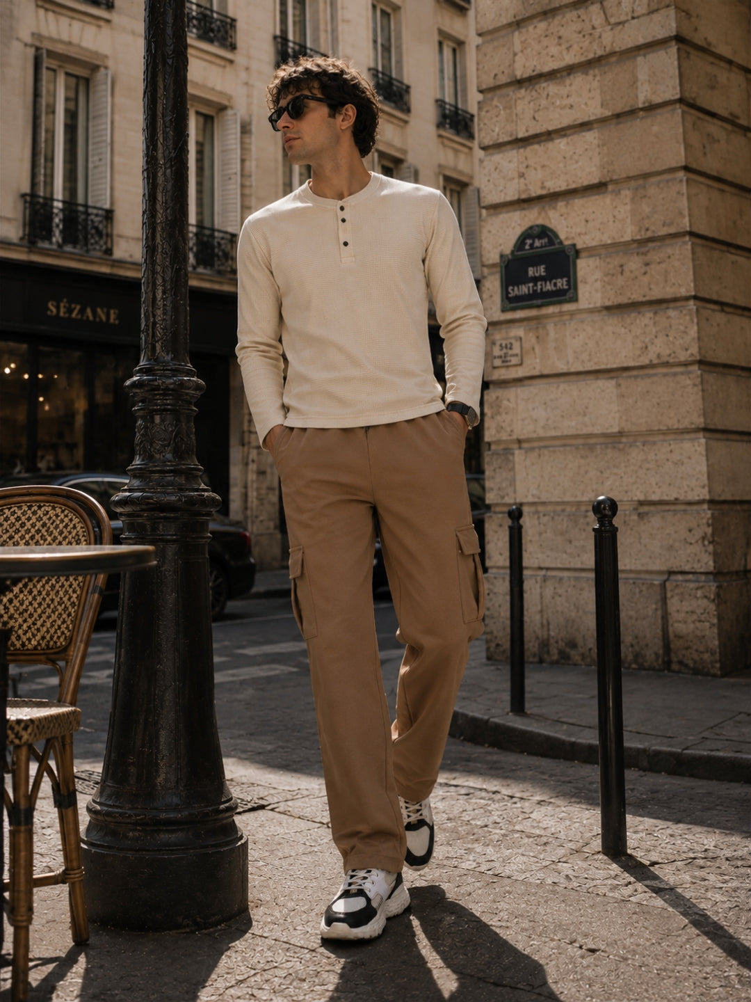 Men's Solid Full sleeve T-Shirt & Cargo Loose fit Track Pant Streetwear Co-ord Set