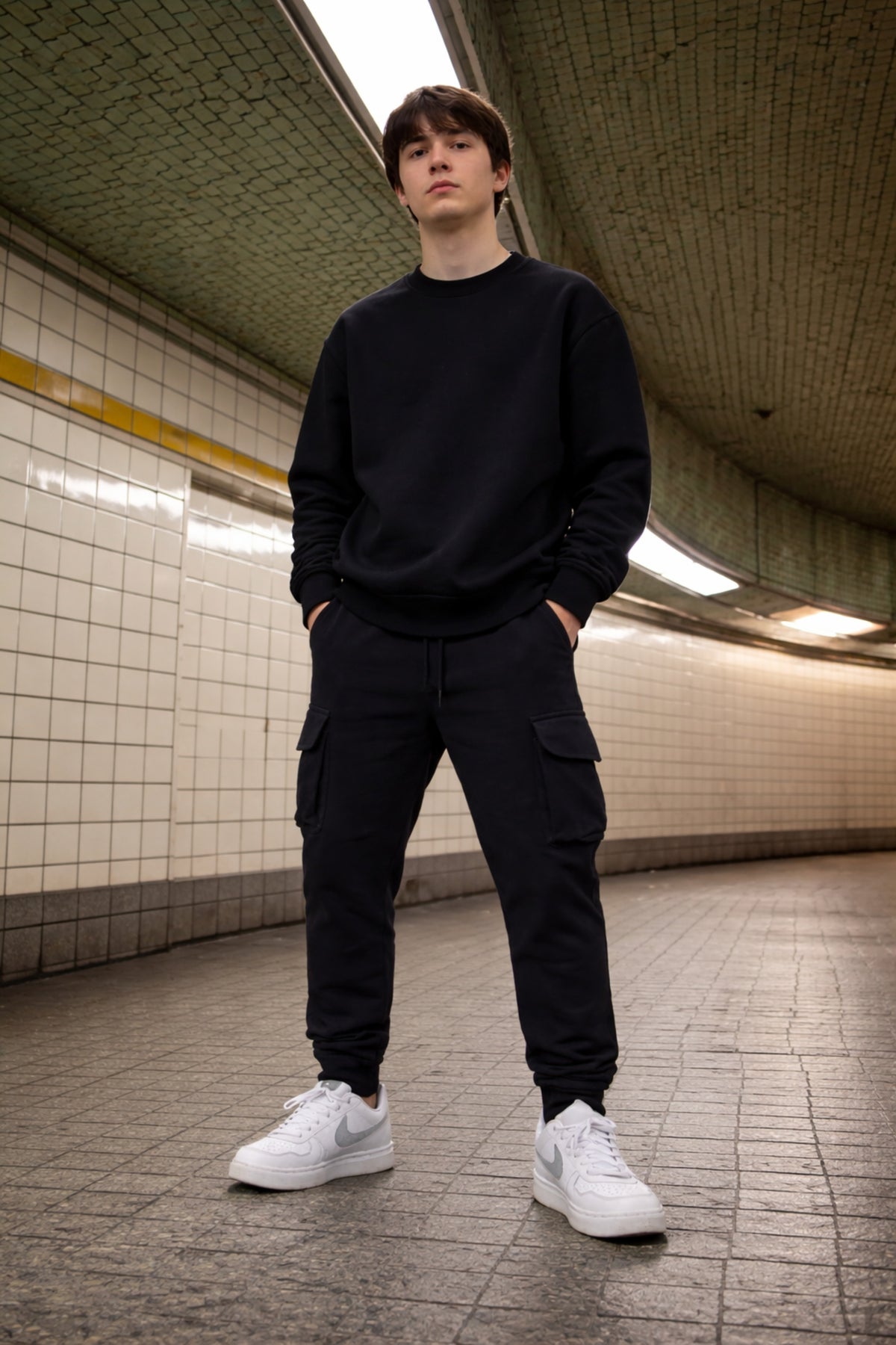Men's Black Cargo Joggers