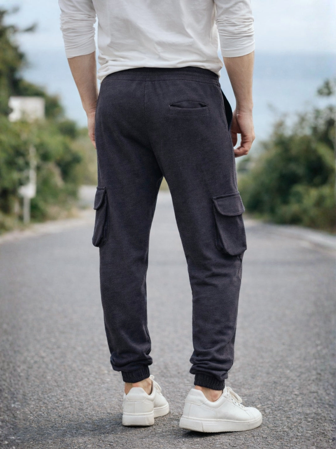 Men's Denim blue Cotton Joggers