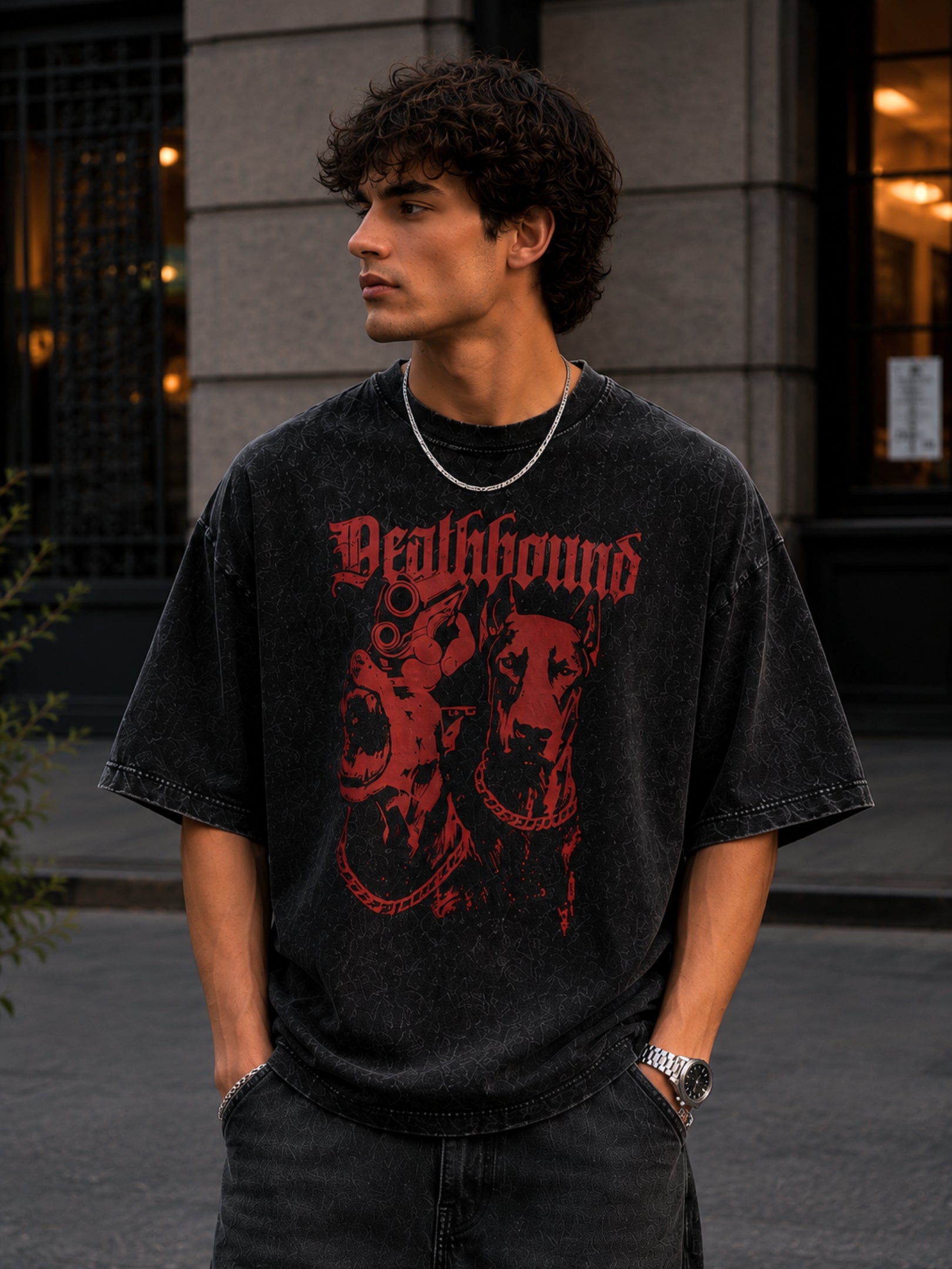 Men's Acid washed Printed T-shirt
