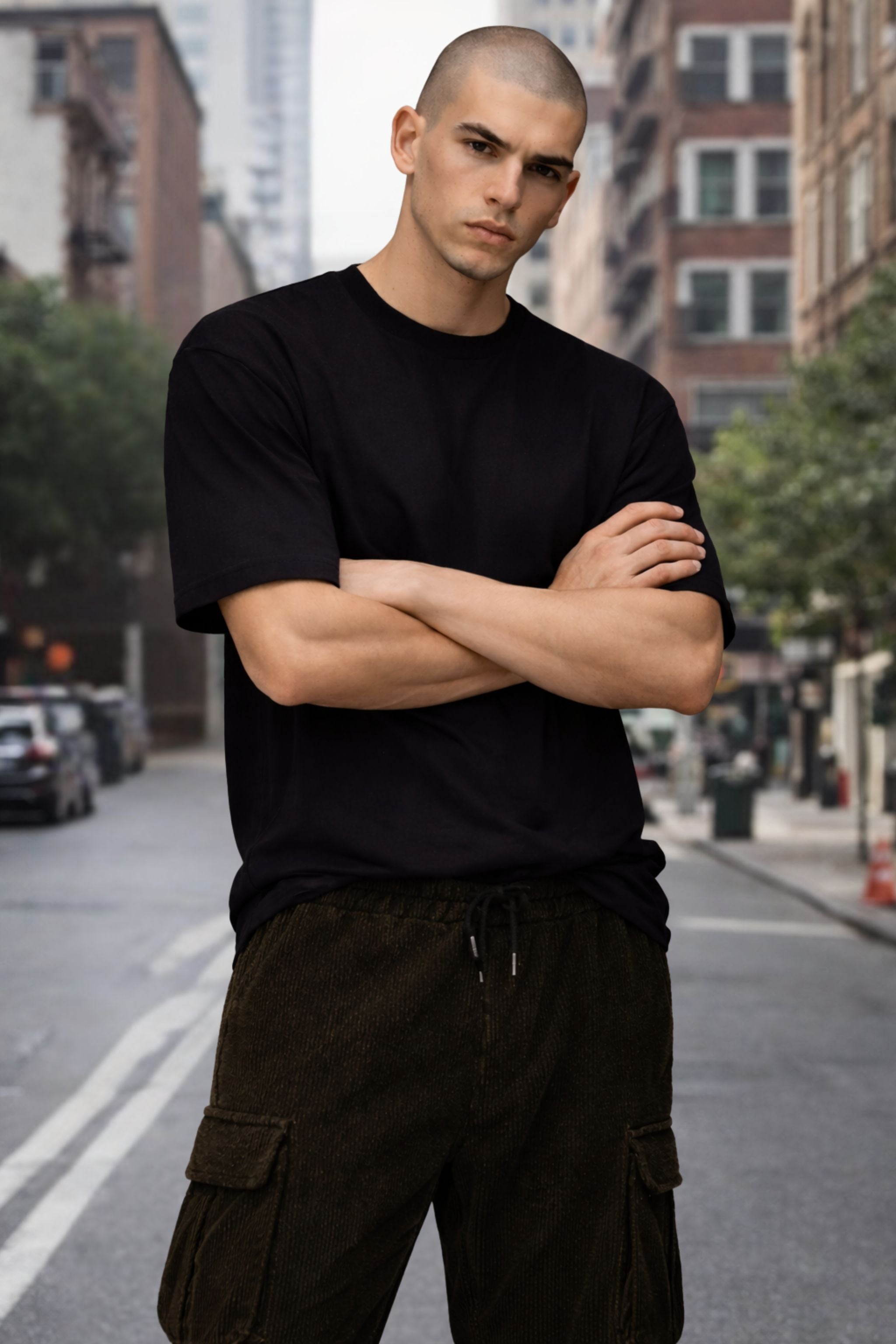 Men Relaxed Fit Streetwear Co-Ord Set with Oversized T-Shirt and Cargo Pants