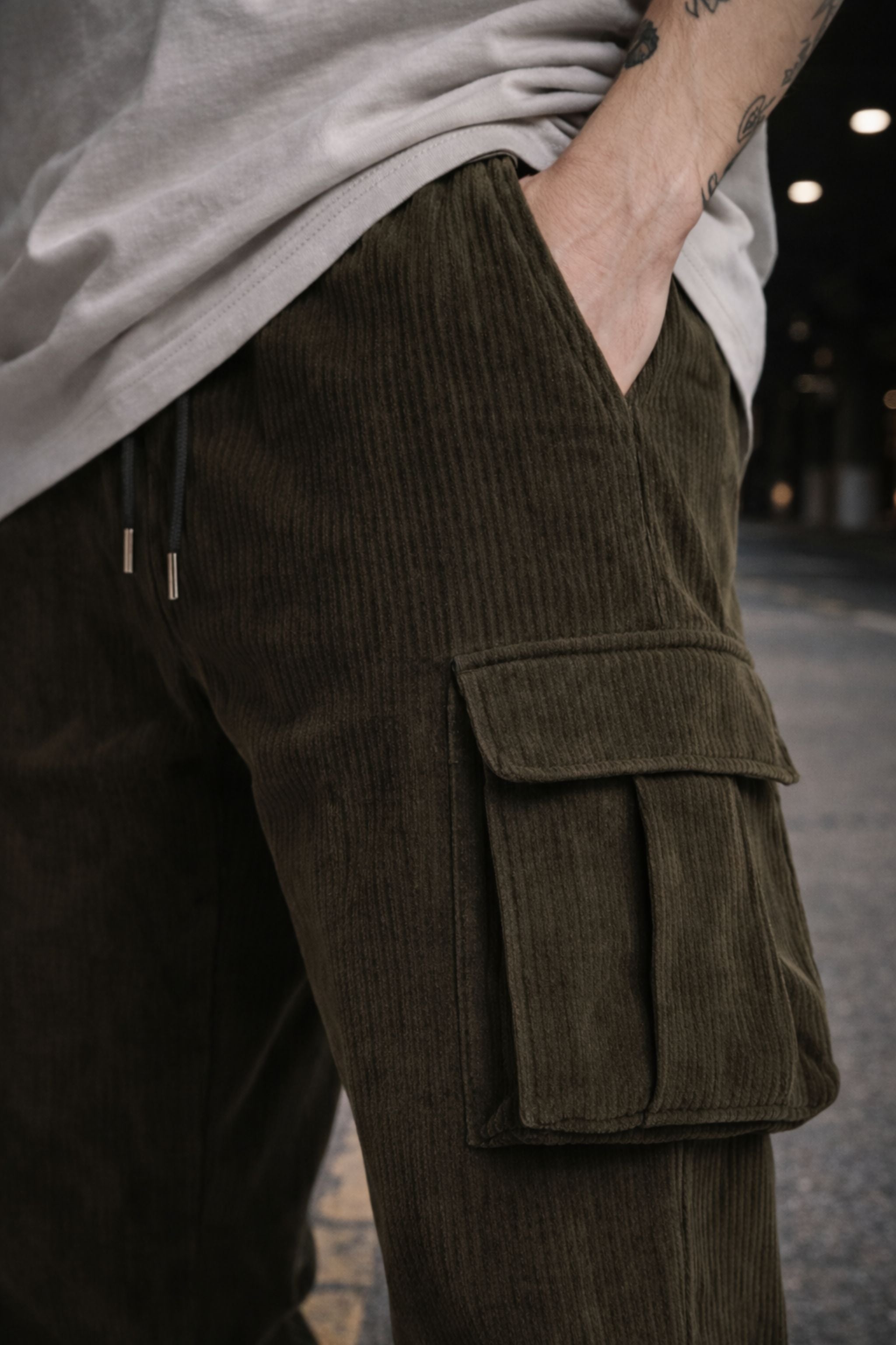 Men Grey Oversized T-Shirt & Cargo Pants Co-Ord Set