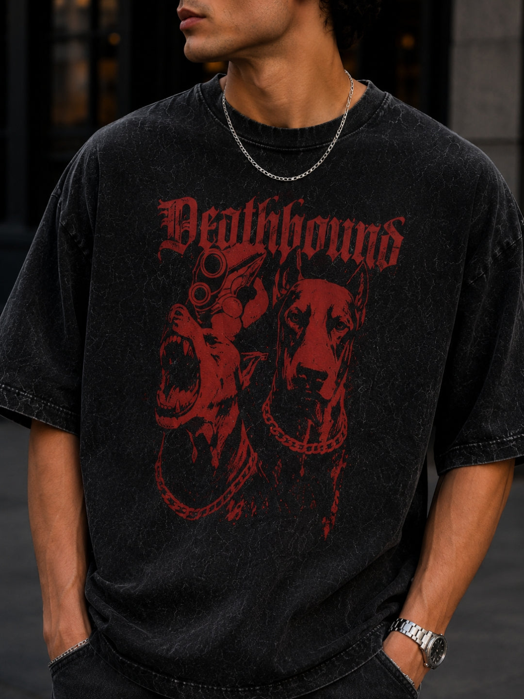 Men's Acid washed Printed T-shirt