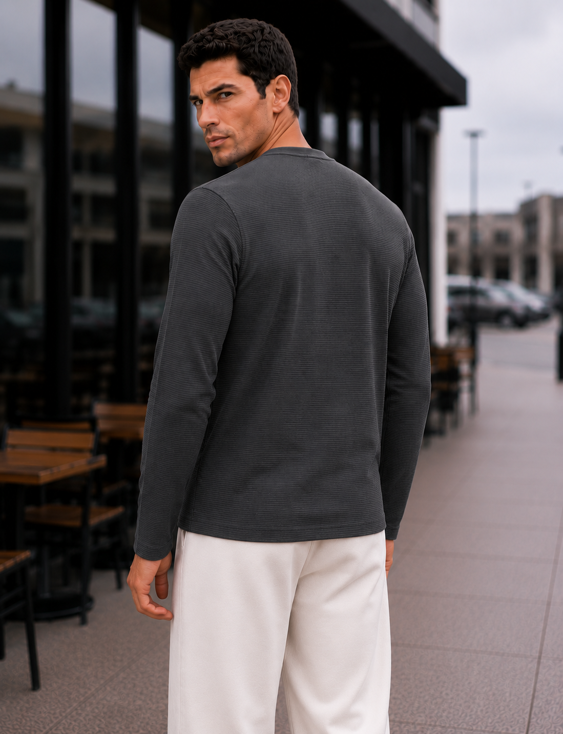 Mens Regular Fit Solid Full Sleeve T Shirt