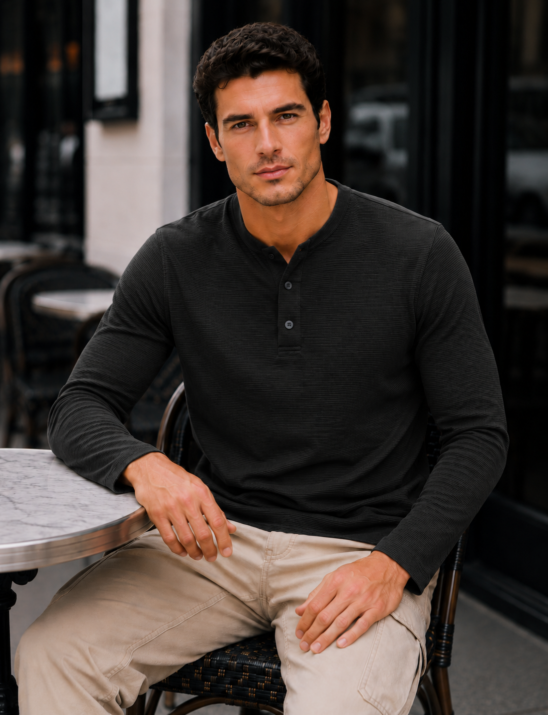 Men's Olive Regular Fit Solid Full Sleeve T Shirt