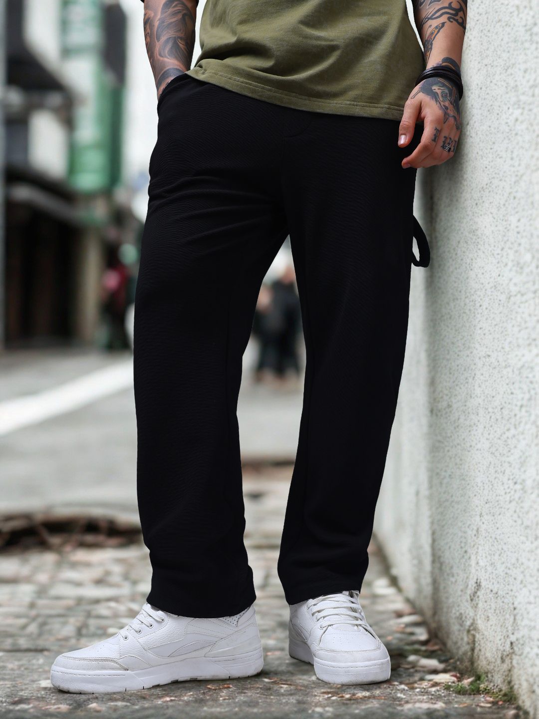 Men's Solid Black Carpenter Pants