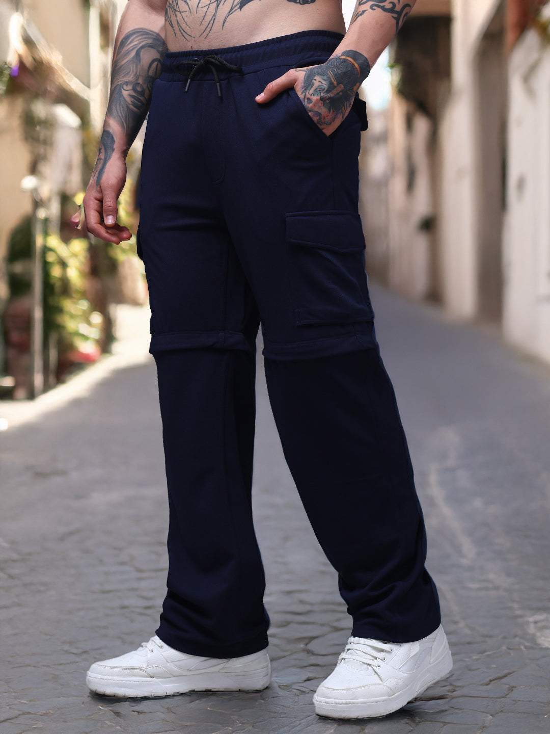 Men's Straight Fit Navy Detachable Cargo Pants