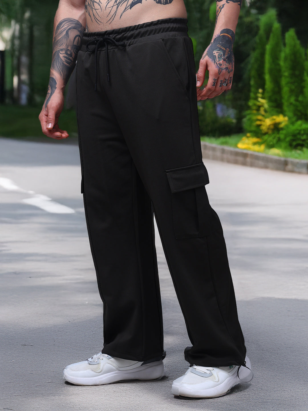 Men's Solid Olive Loose Fit Cargo Pants