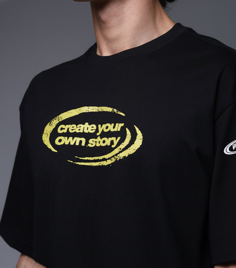 Men Black Oversized Graphic Print Cotton T-Shirt