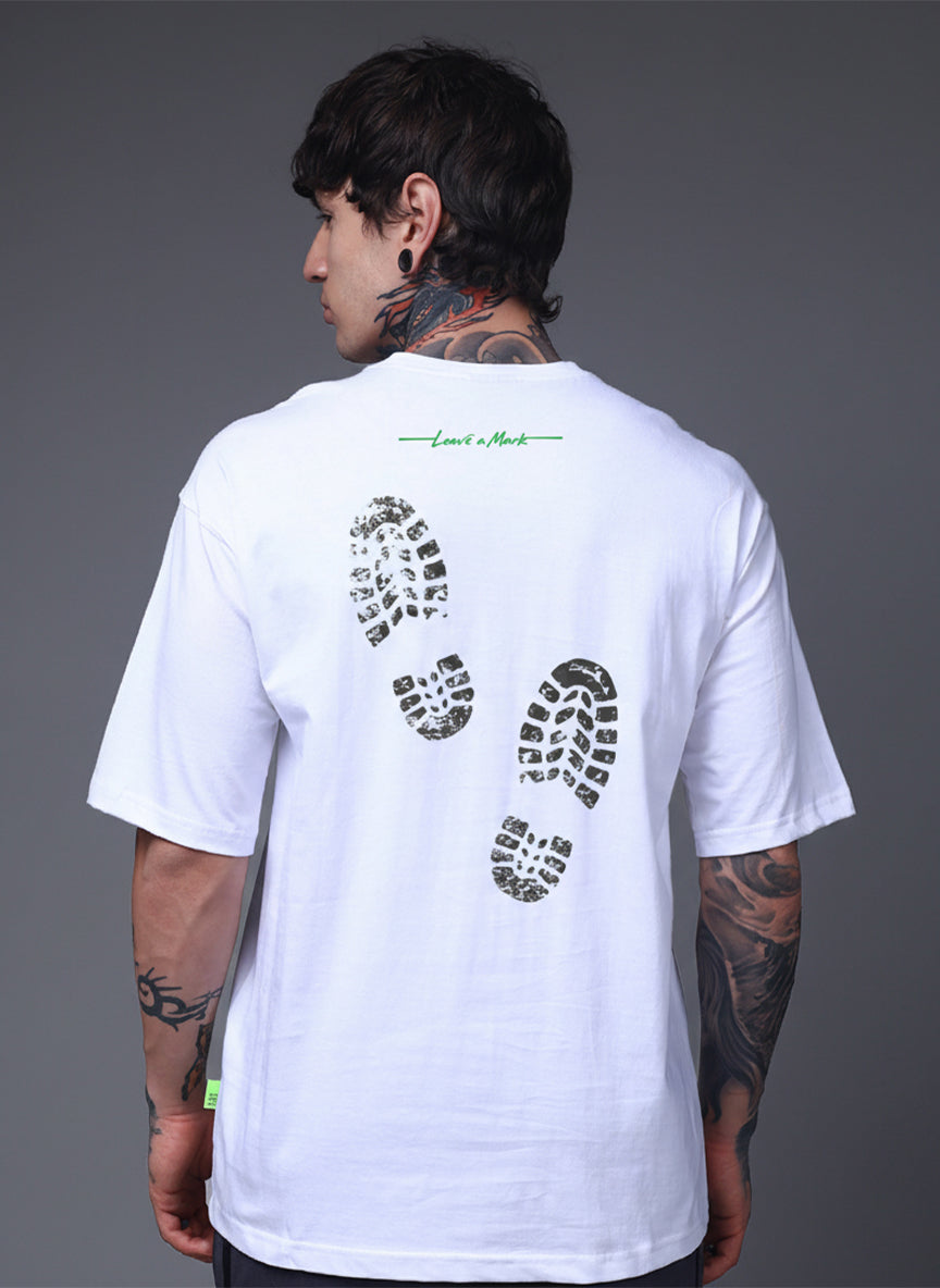 Men White Oversized Graphic Print Cotton T-Shirt
