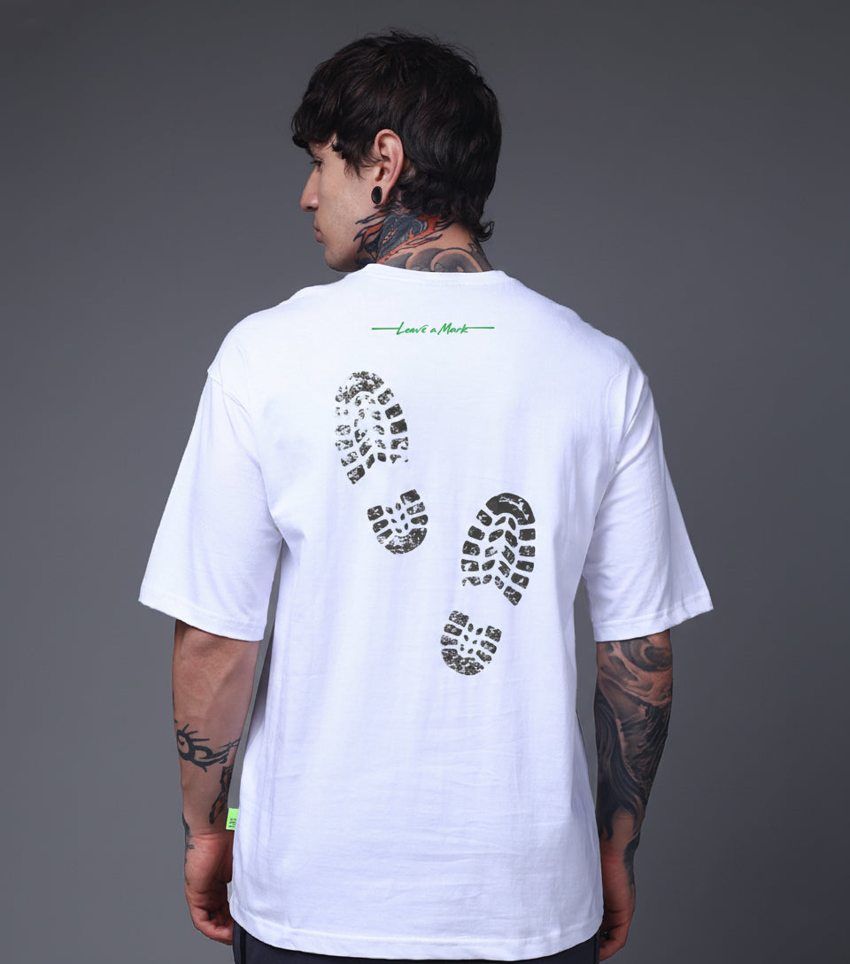 Men White Oversized Graphic Print Cotton T-Shirt