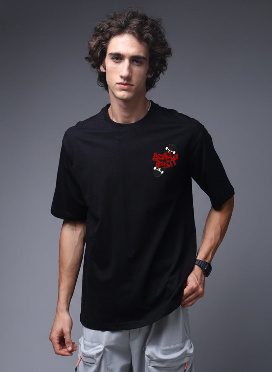 Street Graffiti Graphic Oversized Black T-Shirt
