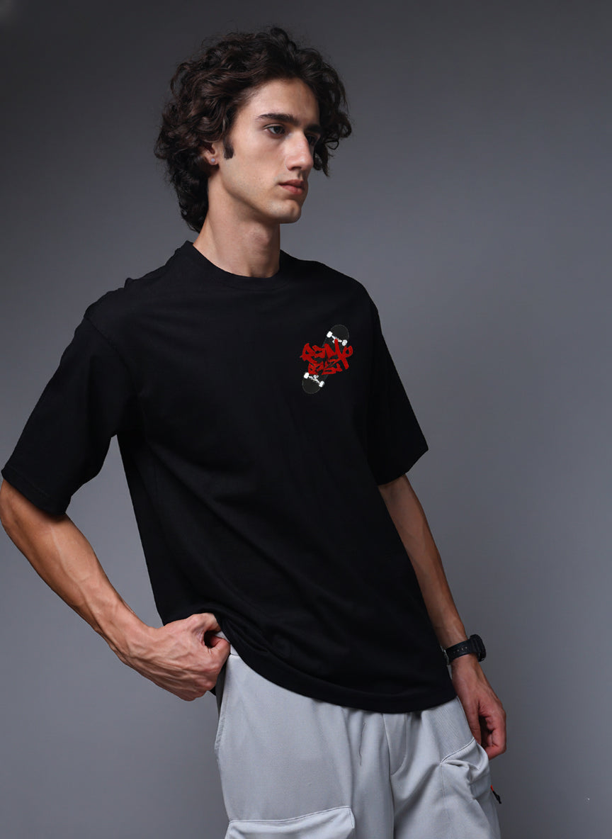 Street Graffiti Graphic Oversized Black T-Shirt