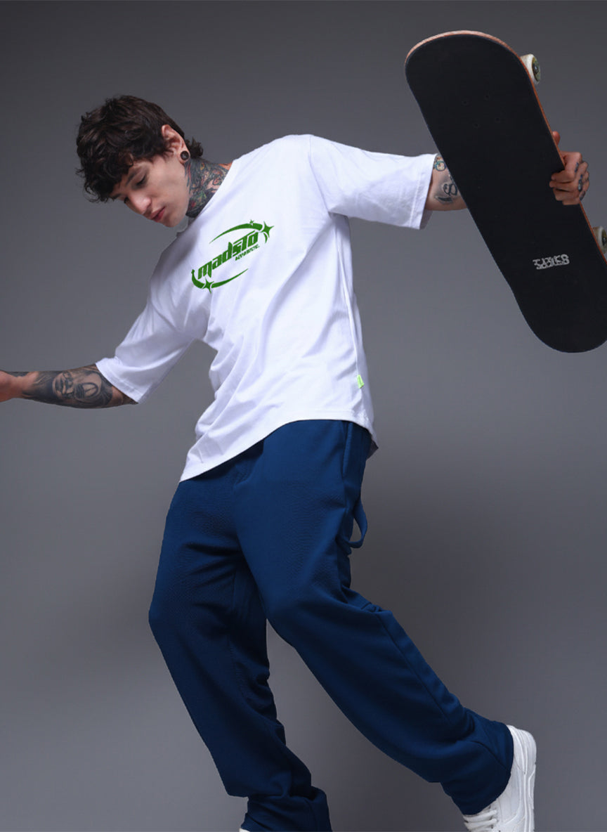 Men’s White Spider Web Graphic Oversized T-Shirt