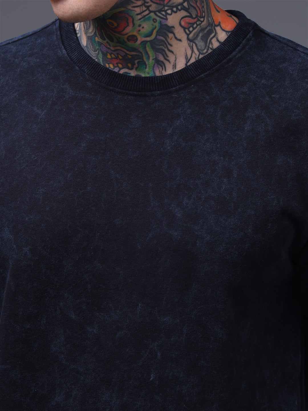 Men's Oversized Acid Washed  Solid  Black Tshirt