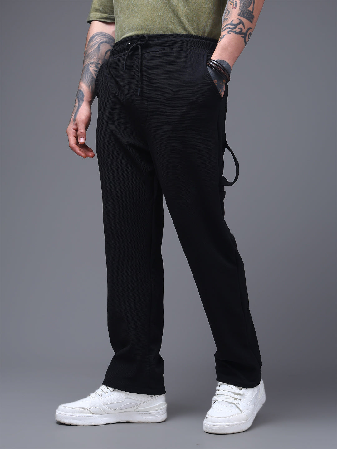 Men's Solid Black Carpenter Pants