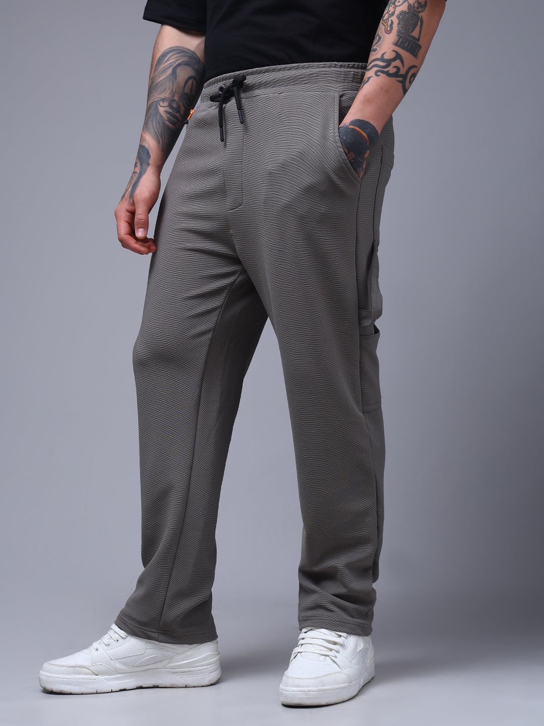 Men's Solid Light Grey Carpenter Pants