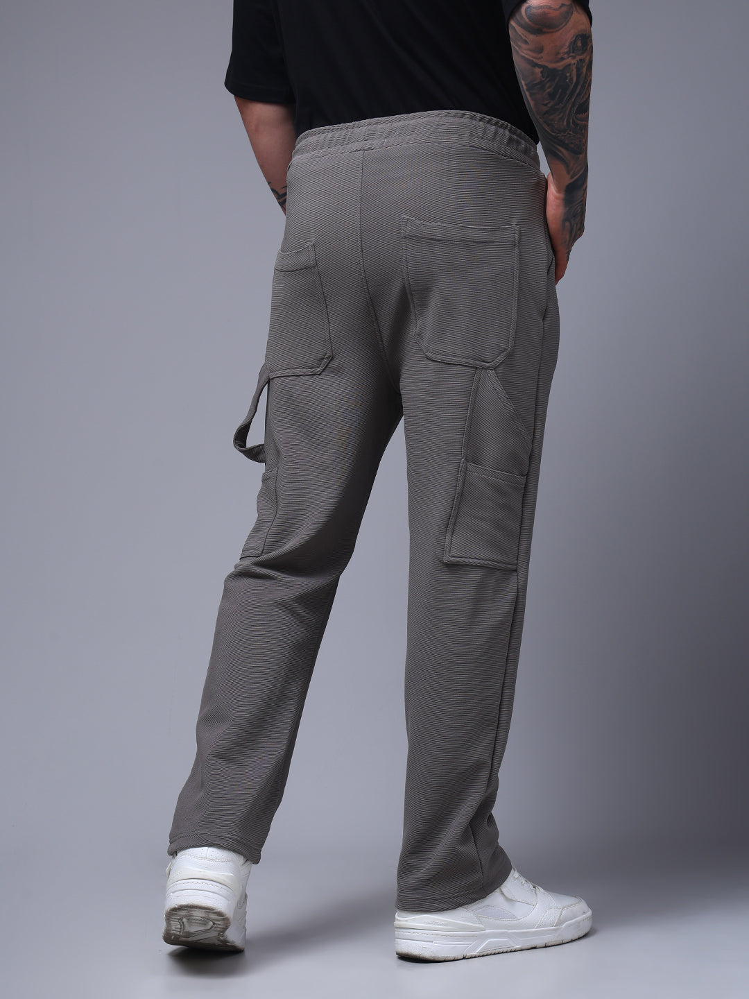 Men's Solid Light Grey Carpenter Pants