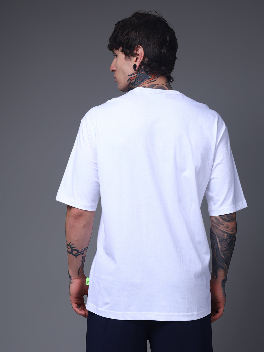 Men's Oversized Embroided Print White Tshirt