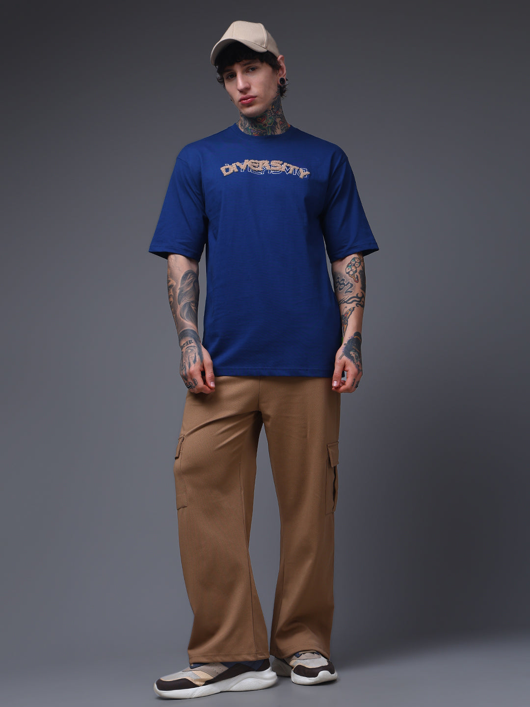 Men's Solid Brown Loose Fit Cargo Pants