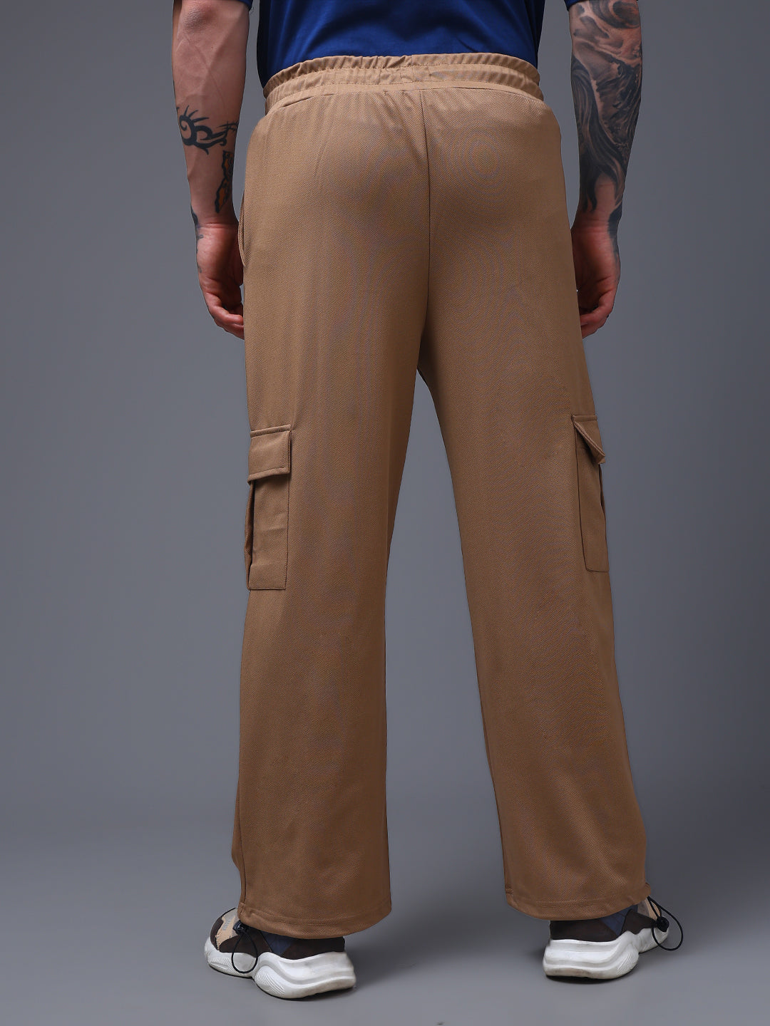 Men's Solid Brown Loose Fit Cargo Pants