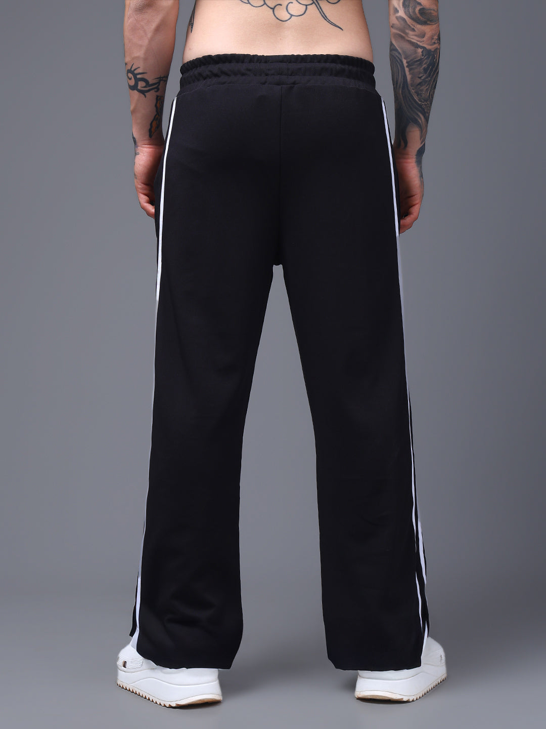 Men's Loose Fit Black Side Tape TrackPants