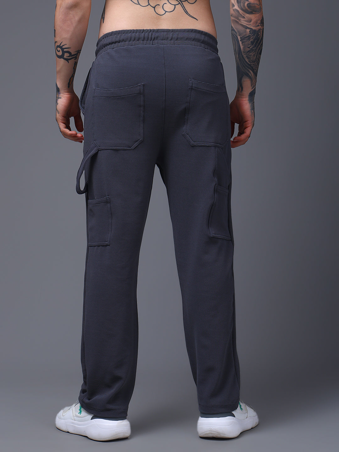 Men's Solid Dark Grey Carpenter Pants