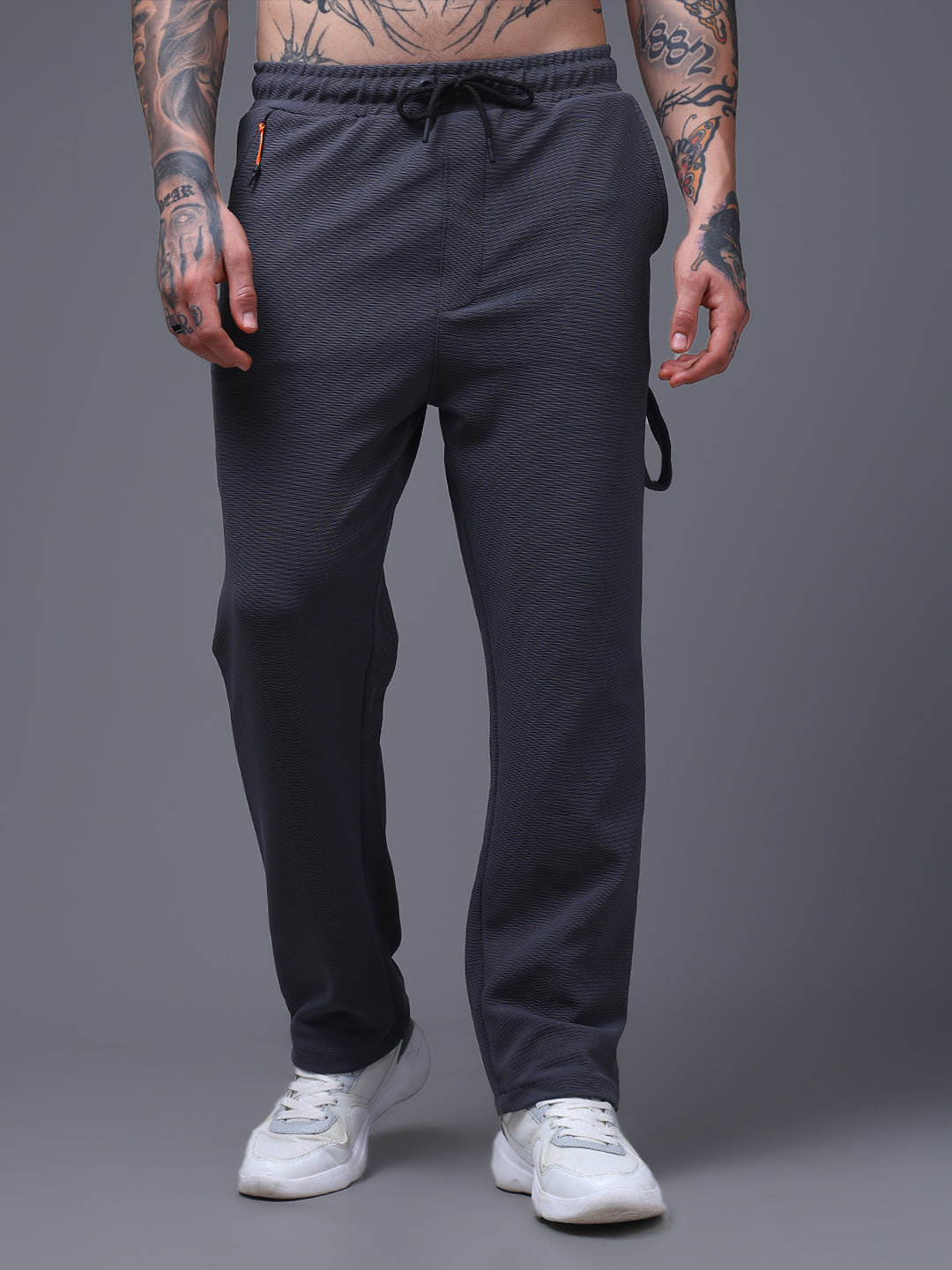 Men's Solid Dark Grey Carpenter Pants