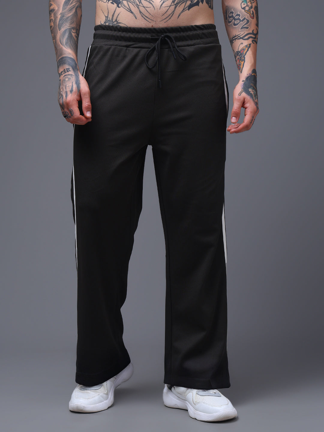 Men's Loose Fit Olive Side Tape TrackPants