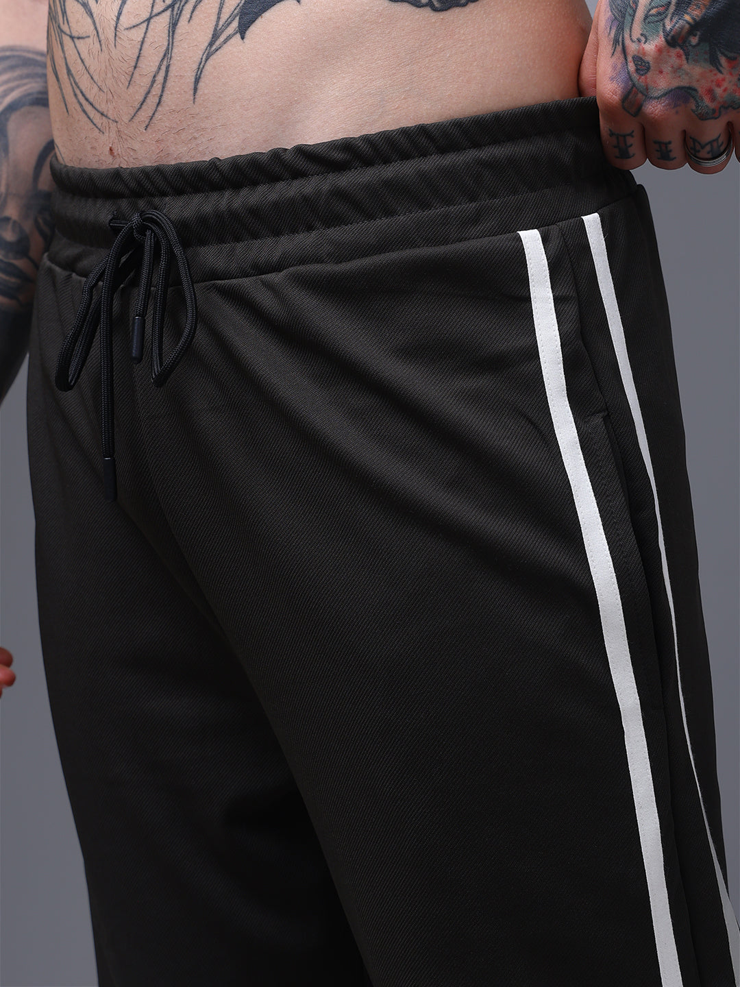 Men's Loose Fit Olive Side Tape TrackPants