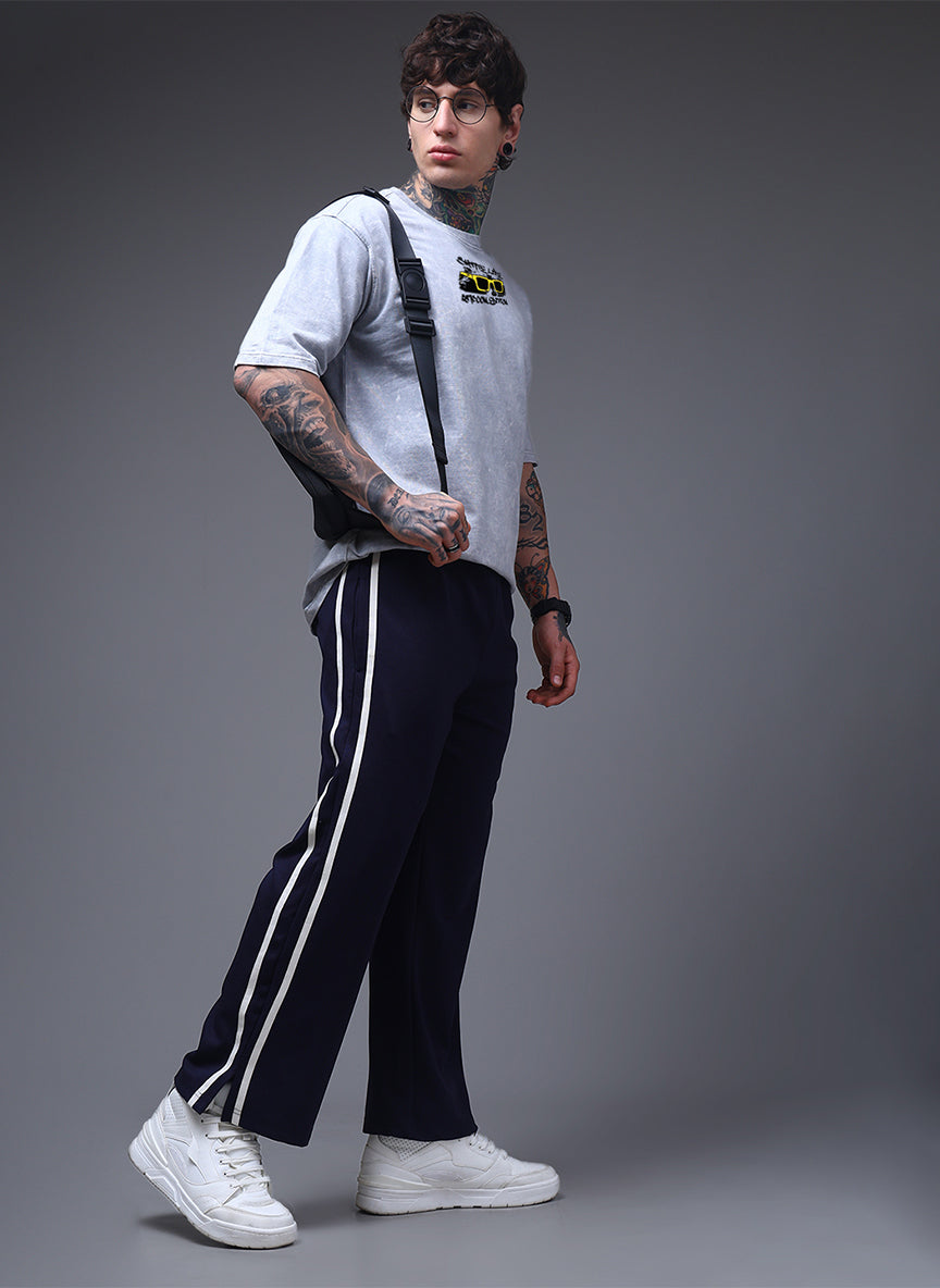 Grey Acid Wash Oversized T-Shirt with Street Graphic Print