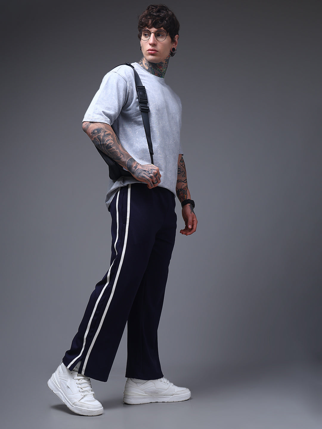 Men's Oversized Acid Washed Solid  Light Grey Tshirt