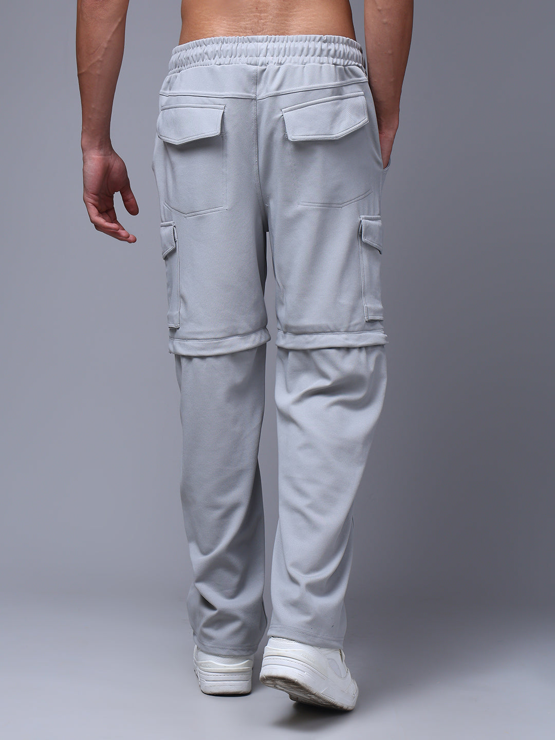 Men's Straight Fit Ice silver Detachable Cargo Pants