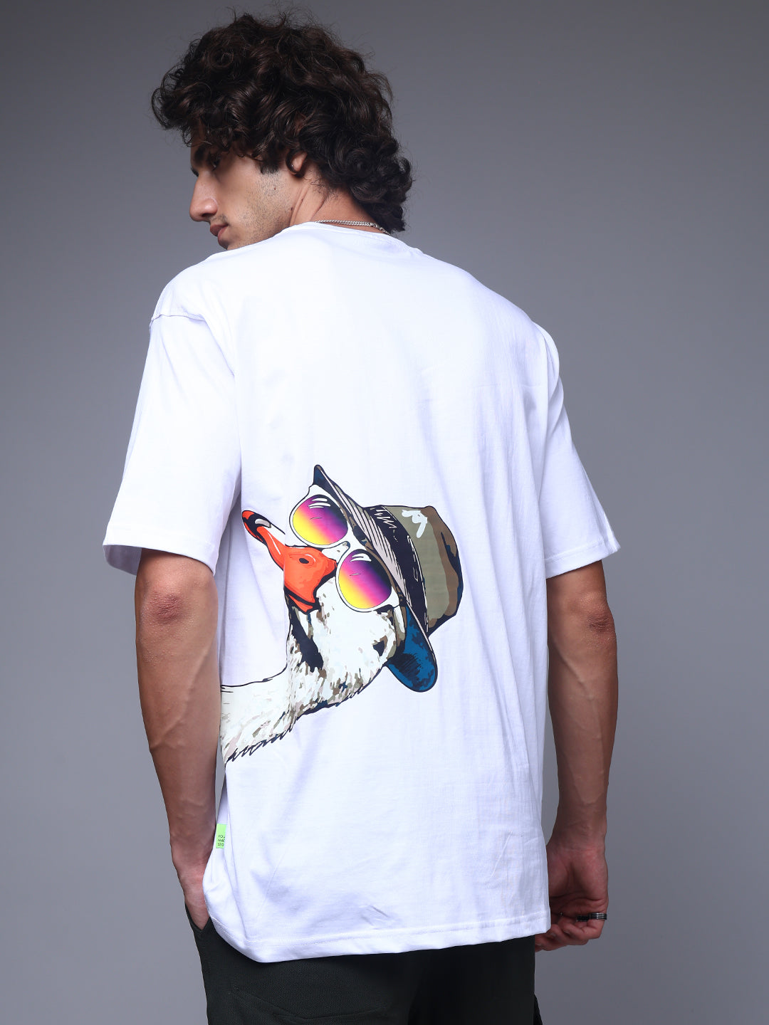 Men's Oversized Backprint White Tshirt