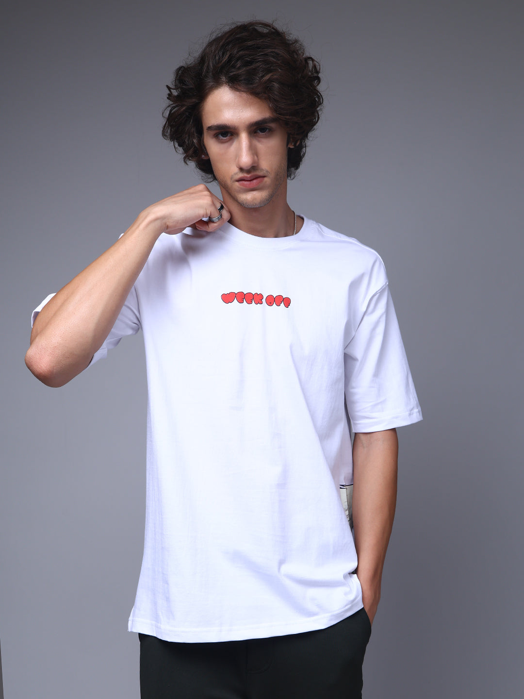 Men's Oversized Backprint White Tshirt