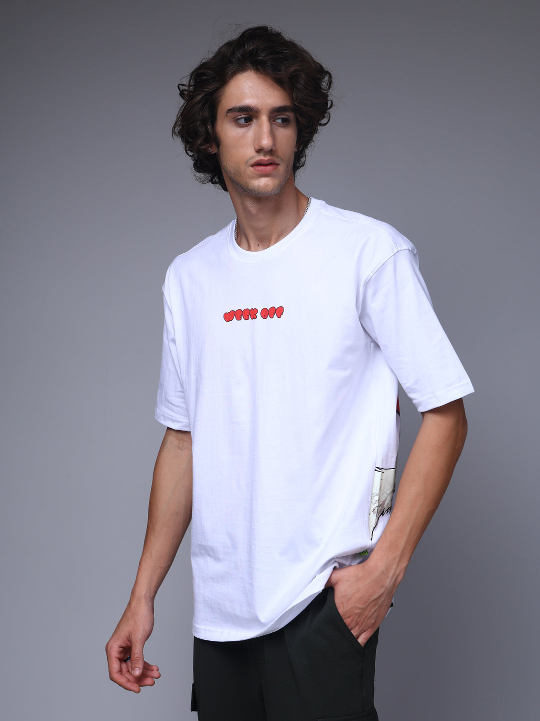Men's Oversized Backprint White Tshirt