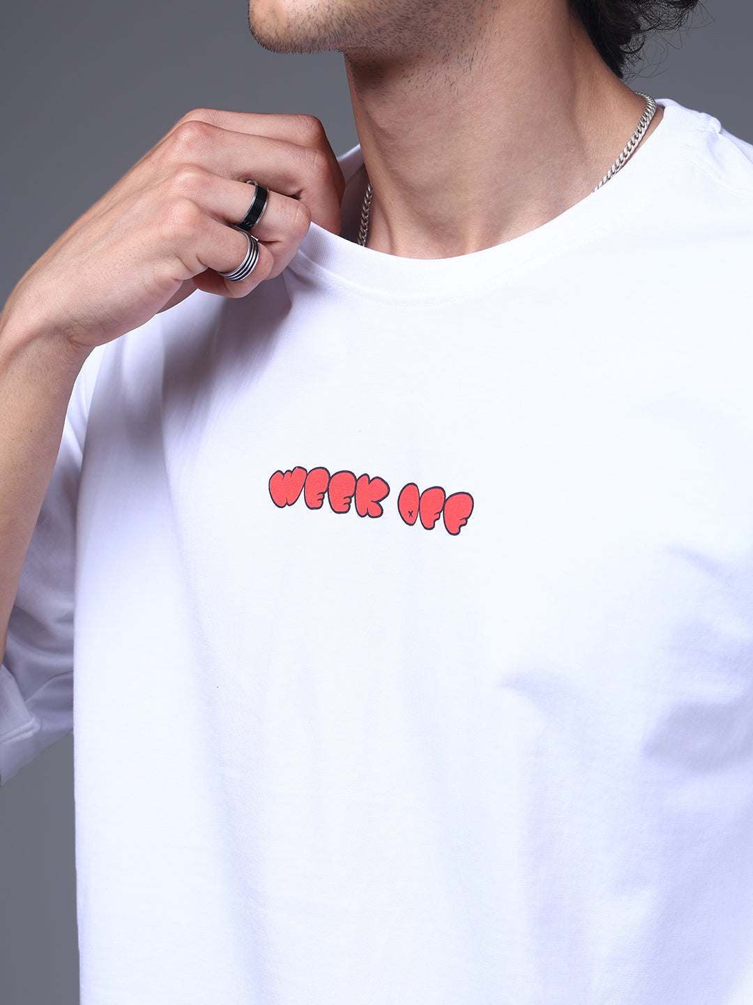 Men's Oversized Backprint White Tshirt