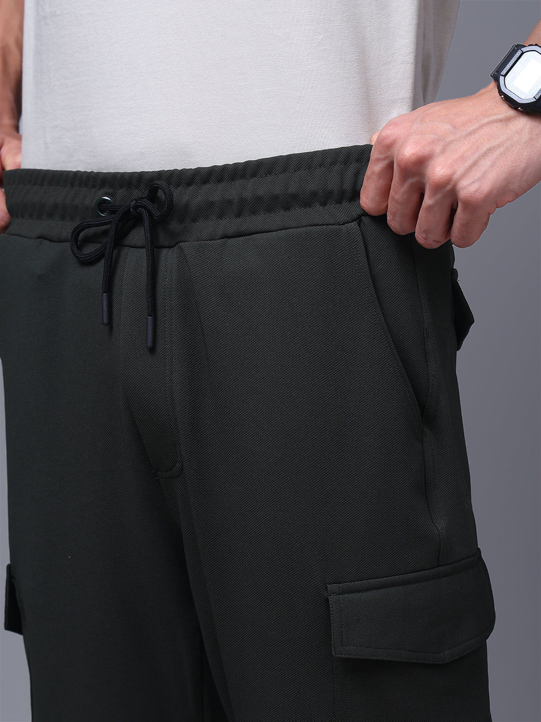 Men's Straight Fit Olive Detachable Cargo Pants