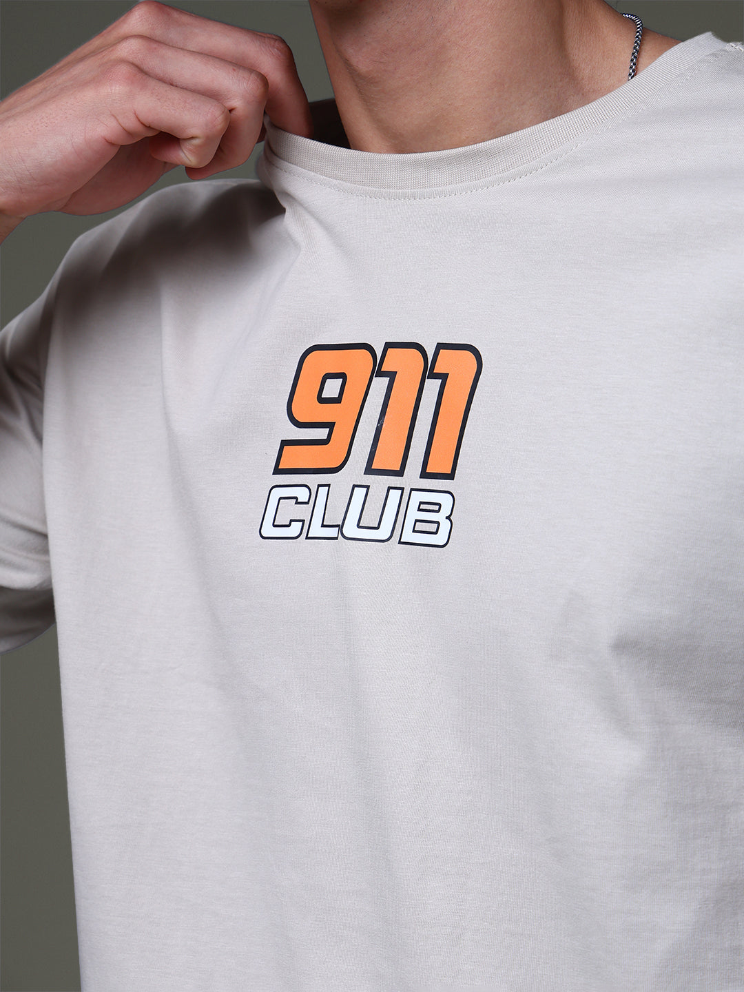 Men's Oversized Backprint Beige Tshirt