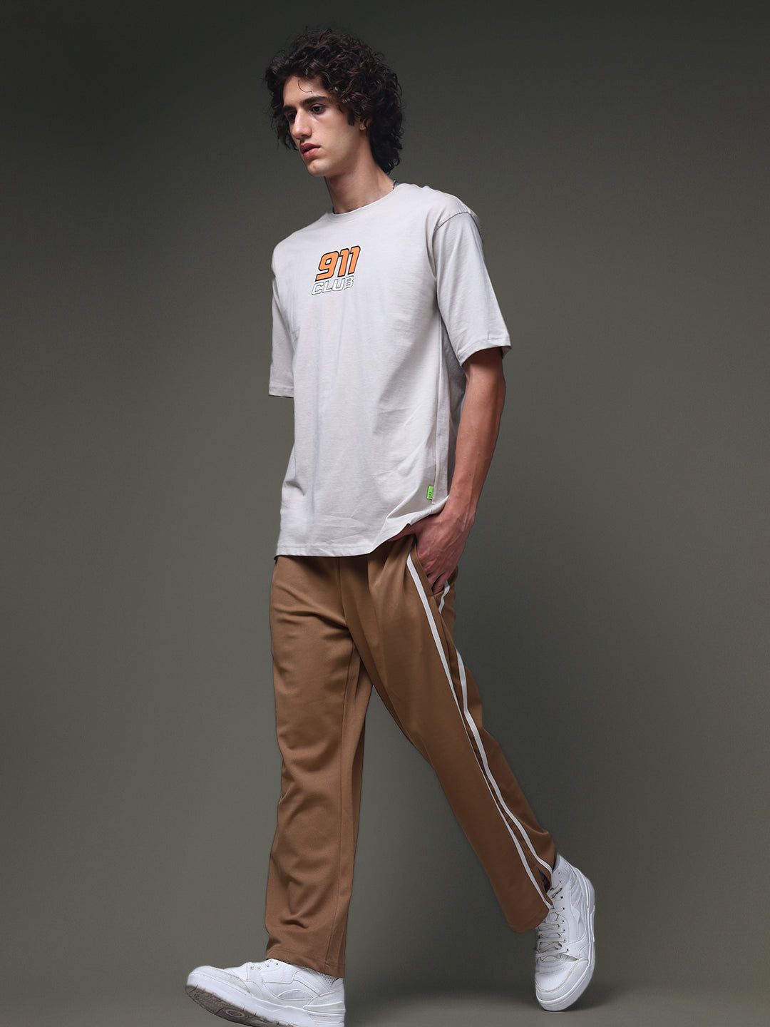 Men's Oversized Backprint Beige Tshirt