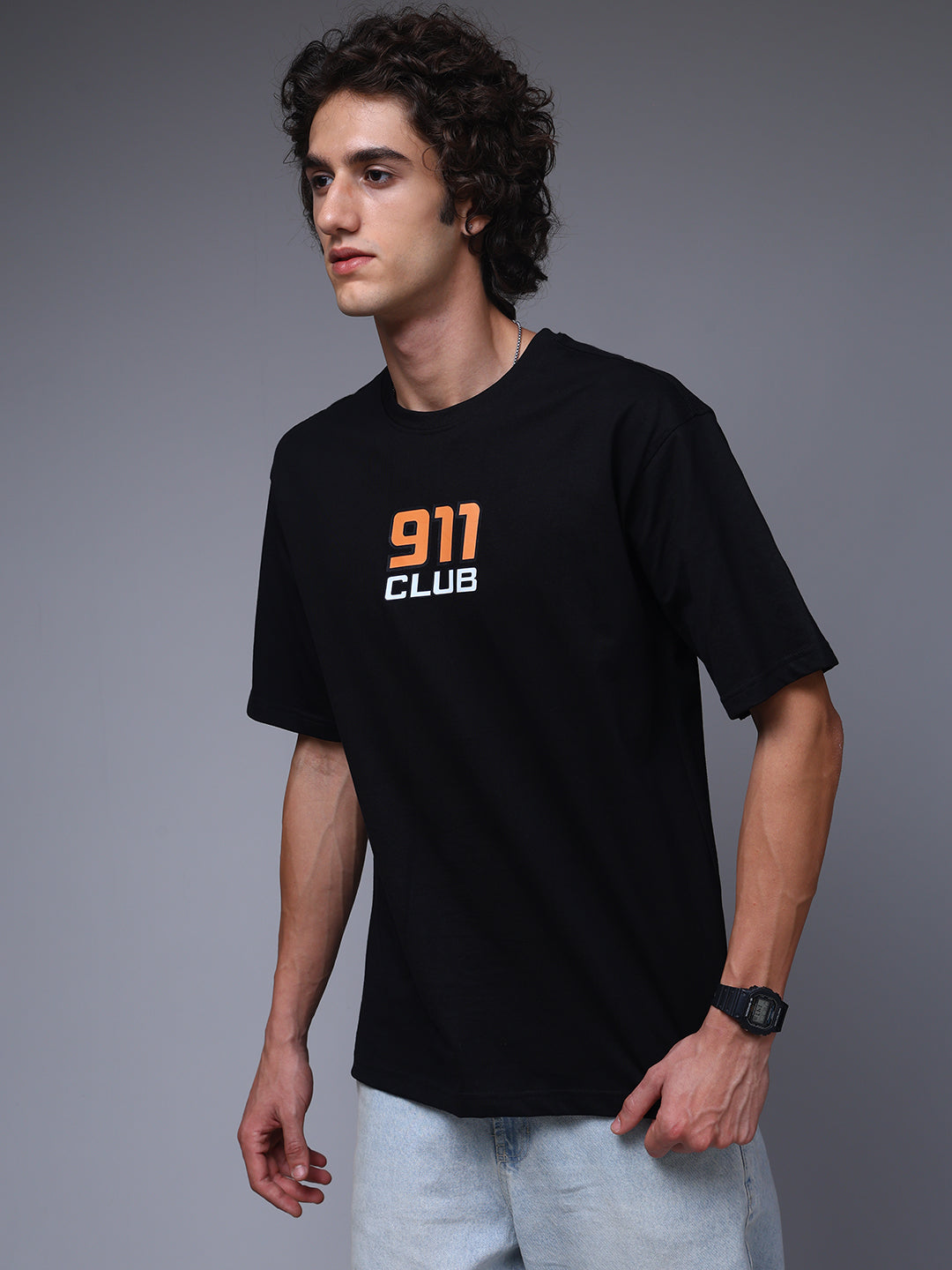 Men's Oversized Backprint Black Tshirt