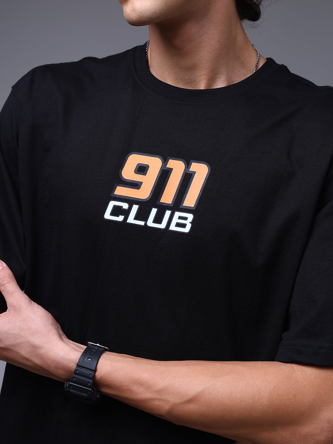 Men's Oversized Backprint Black Tshirt