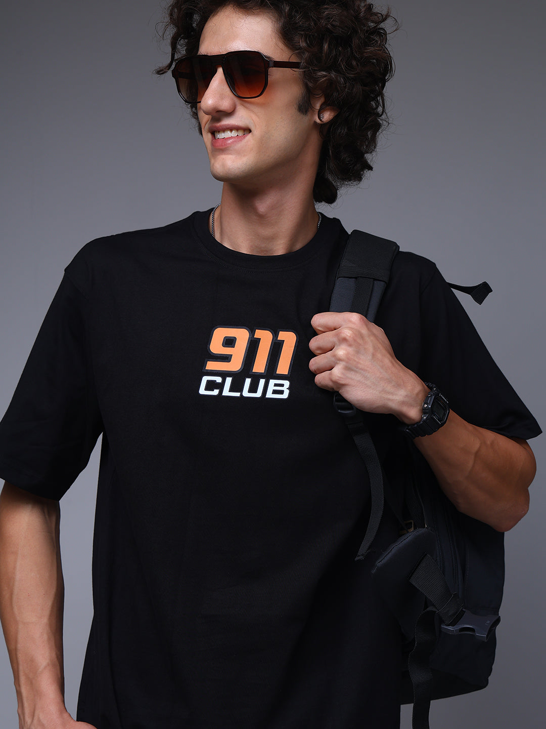 Men's Oversized Backprint Black Tshirt