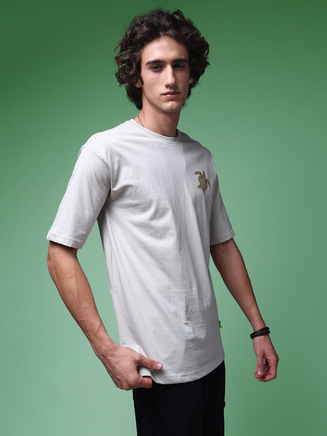 Men's Oversized Backprint Beige Tshirt