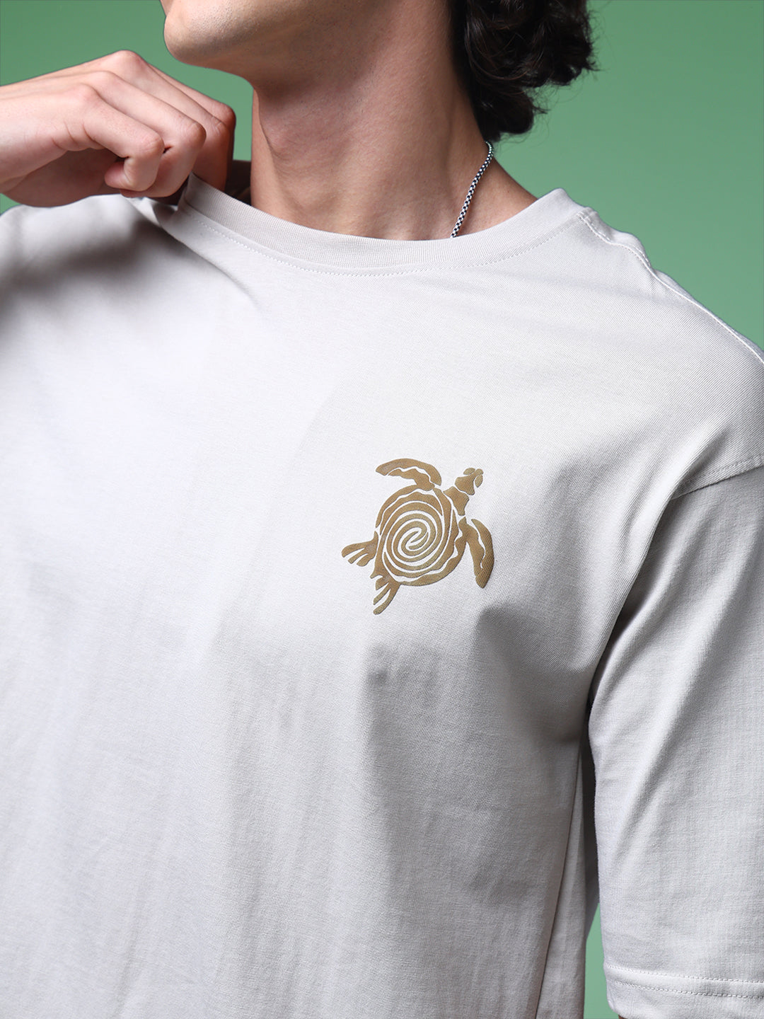 Men's Oversized Backprint Beige Tshirt