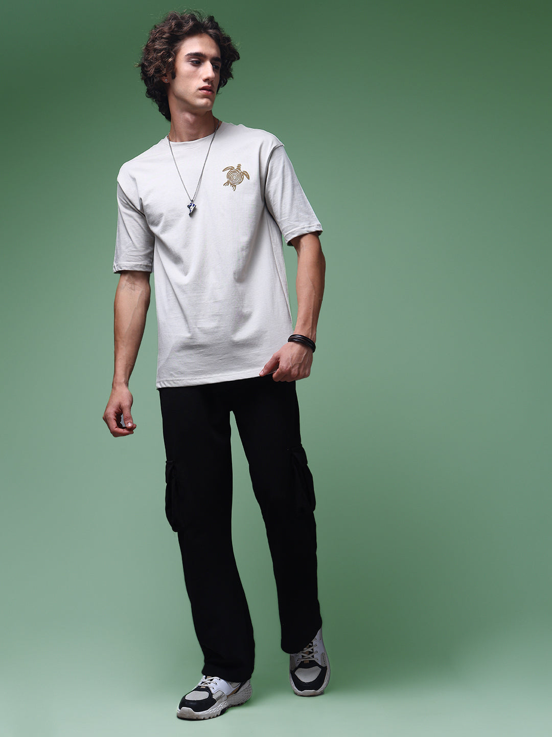 Men's Oversized Backprint Beige Tshirt